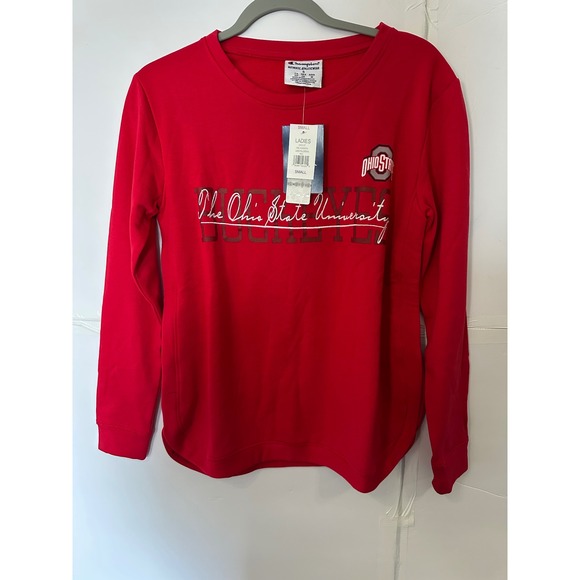 Champion Tops - Ohio‎ State Buckeyes Champion Ladies Red Crew Neck Sweatshirt College Apparel
